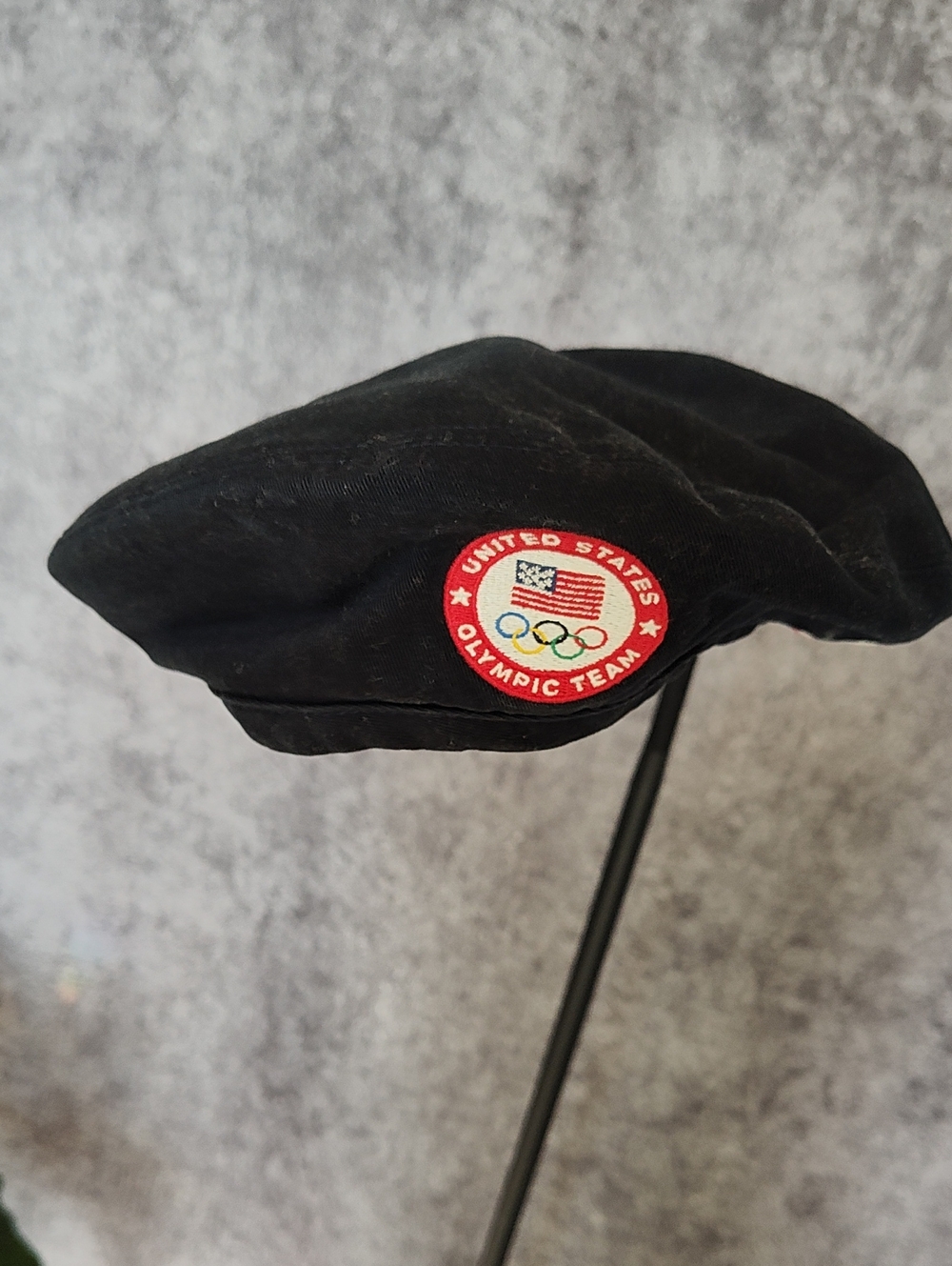 Ralph Lauren Black Beret with Red USA Olympic Patch